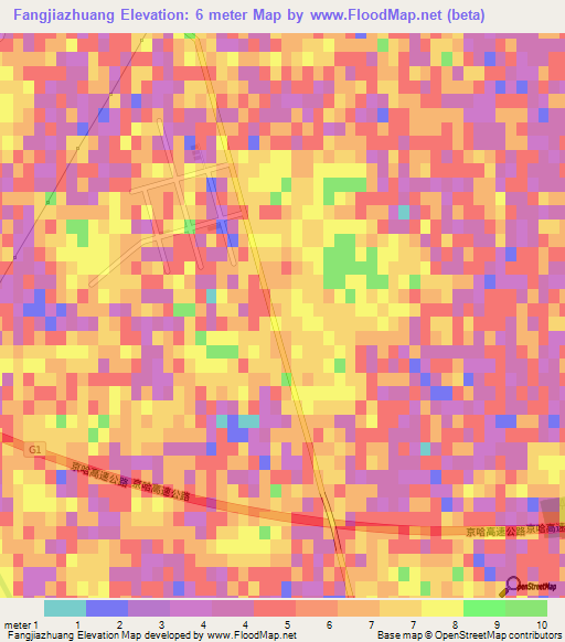 Fangjiazhuang,China Elevation Map