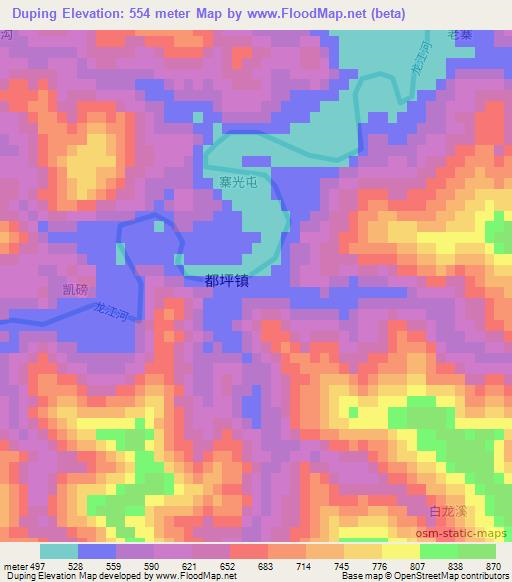 Duping,China Elevation Map