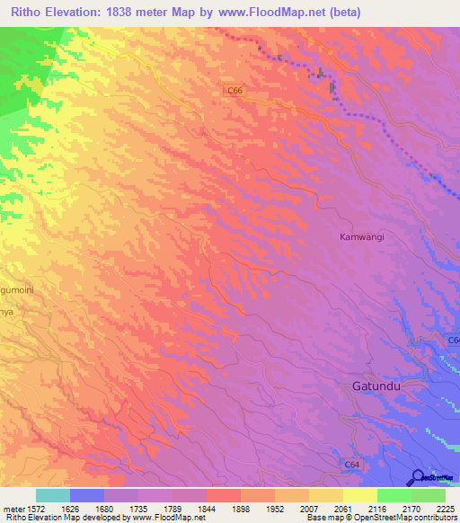 Ritho,Kenya Elevation Map