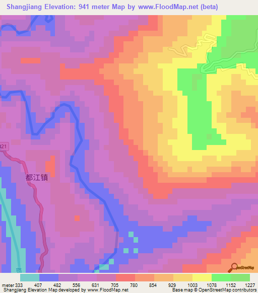 Shangjiang,China Elevation Map