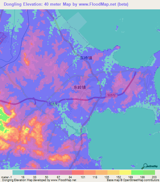 Dongling,China Elevation Map