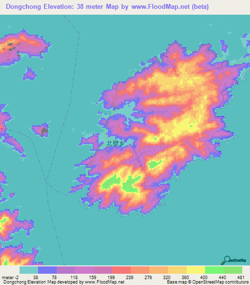 Dongchong,China Elevation Map