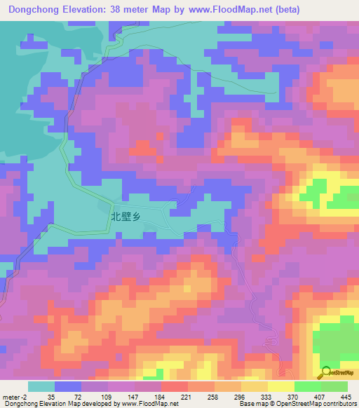 Dongchong,China Elevation Map