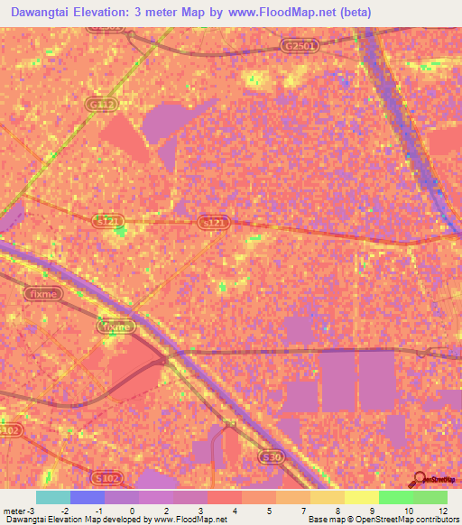 Dawangtai,China Elevation Map