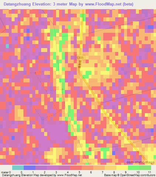 Datangzhuang,China Elevation Map
