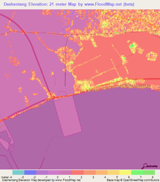 Dashentang,China Elevation Map