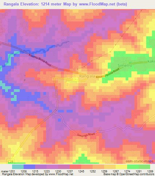 Rangala,Kenya Elevation Map