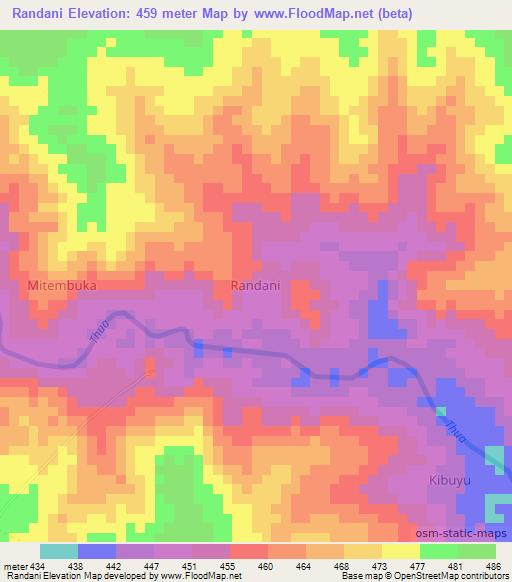 Randani,Kenya Elevation Map