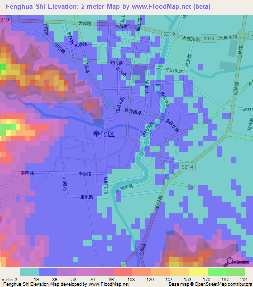 Fenghua Shi,China Elevation Map