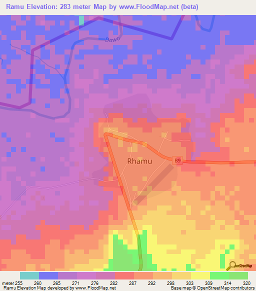 Ramu,Kenya Elevation Map