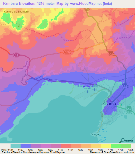 Rambara,Kenya Elevation Map