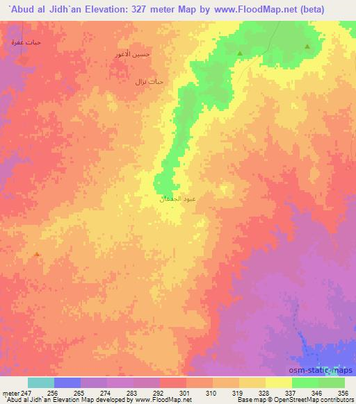 `Abud al Jidh`an,Syria Elevation Map