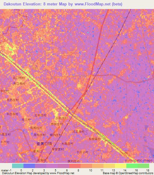 Dakoutun,China Elevation Map