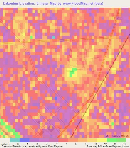 Dakoutun,China Elevation Map