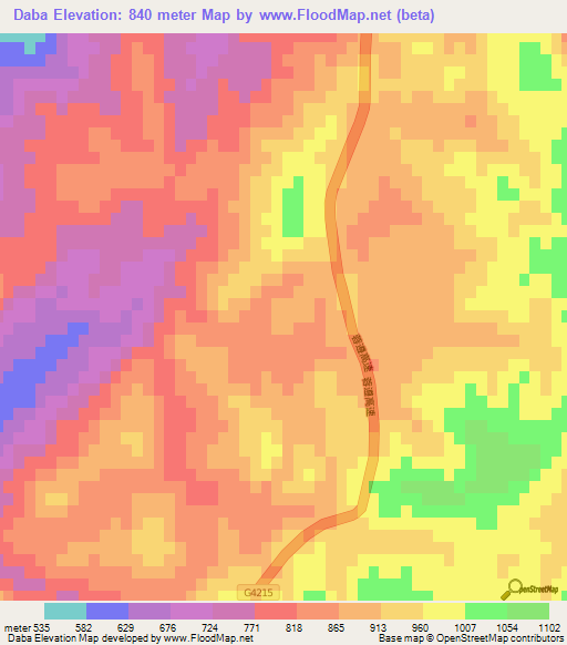 Daba,China Elevation Map