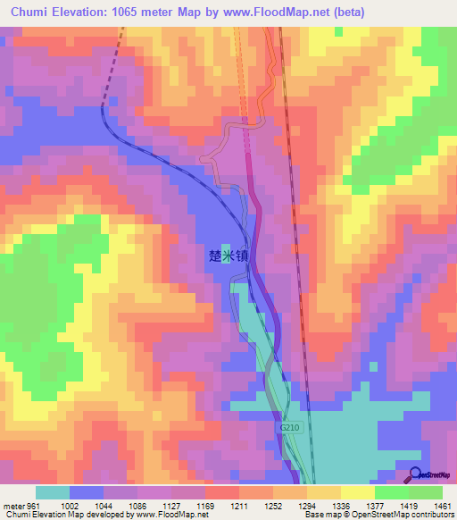 Chumi,China Elevation Map