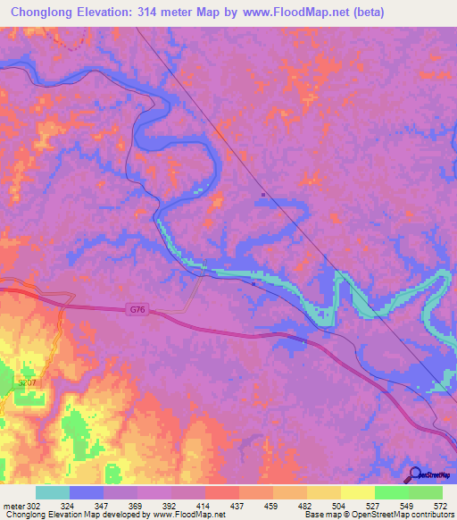 Chonglong,China Elevation Map
