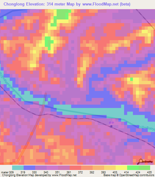 Chonglong,China Elevation Map