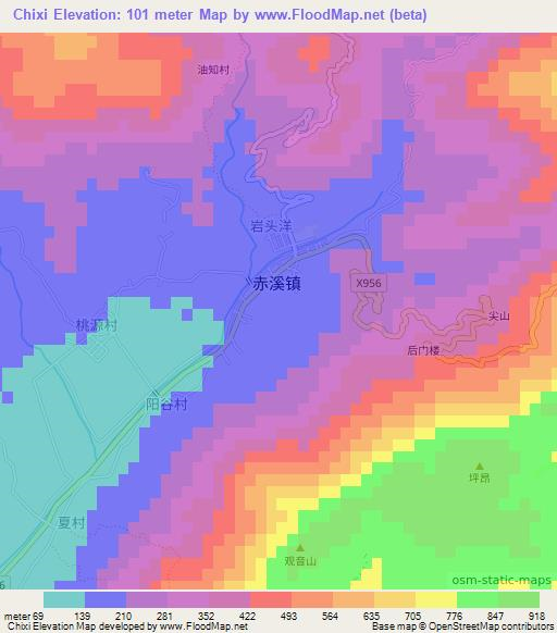 Chixi,China Elevation Map