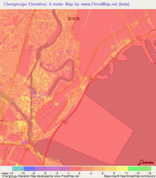 Chengtougu,China Elevation Map