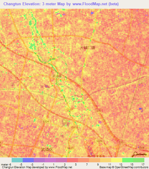 Changtun,China Elevation Map
