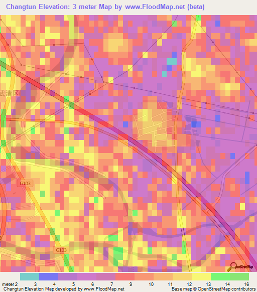 Changtun,China Elevation Map