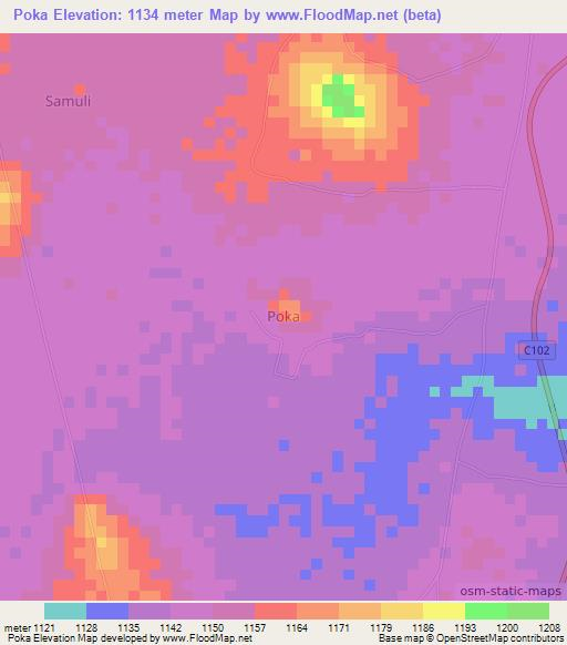 Poka,Kenya Elevation Map