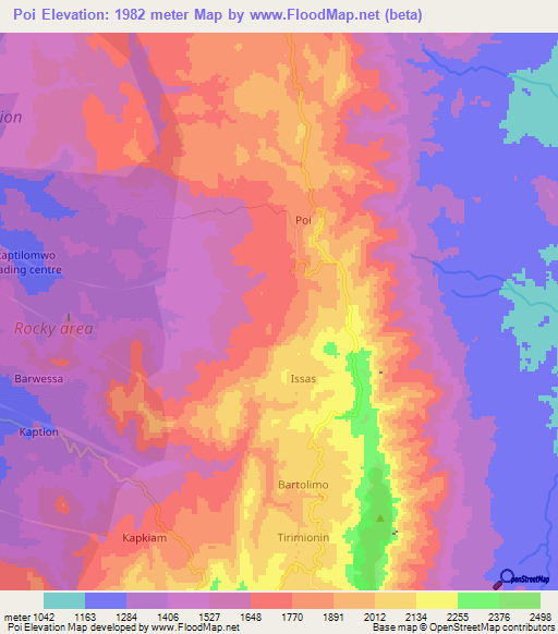 Poi,Kenya Elevation Map