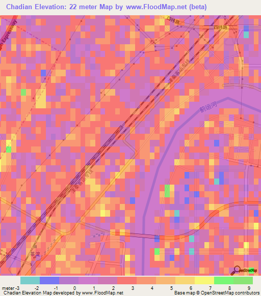 Chadian,China Elevation Map