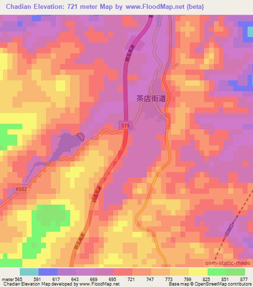 Chadian,China Elevation Map