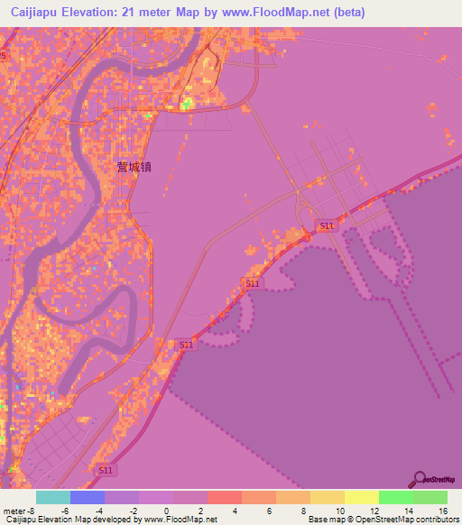Caijiapu,China Elevation Map