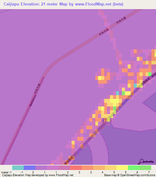 Caijiapu,China Elevation Map