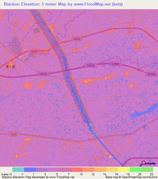 Biaokou,China Elevation Map