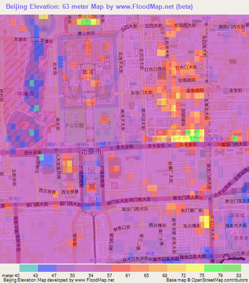 Beijing,China Elevation Map
