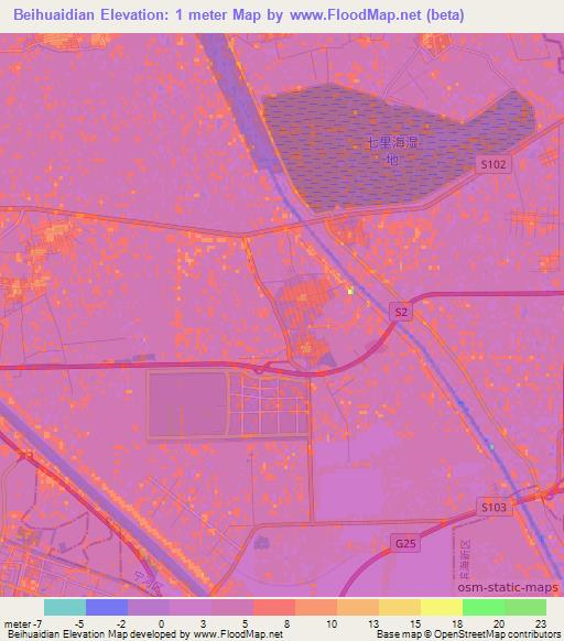 Beihuaidian,China Elevation Map