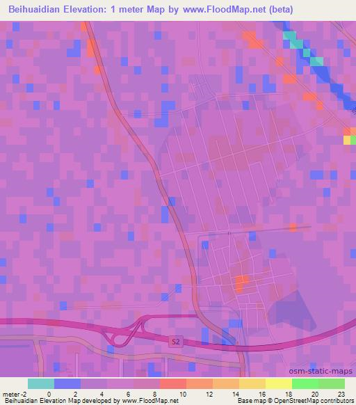 Beihuaidian,China Elevation Map