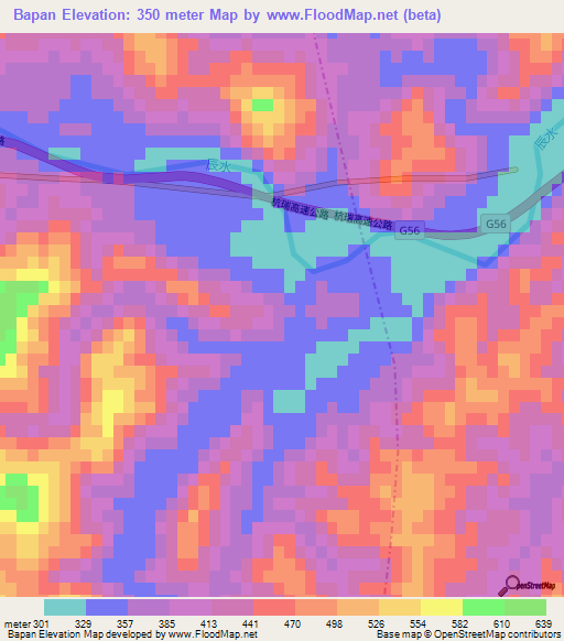 Bapan,China Elevation Map