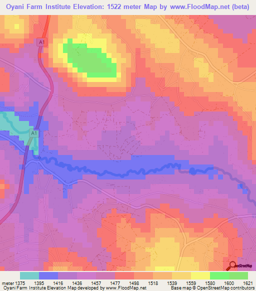 Oyani Farm Institute,Kenya Elevation Map
