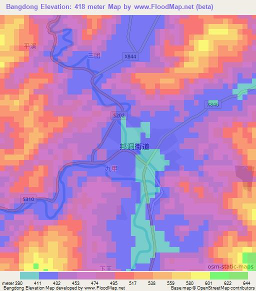 Bangdong,China Elevation Map