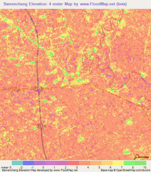 Bamencheng,China Elevation Map
