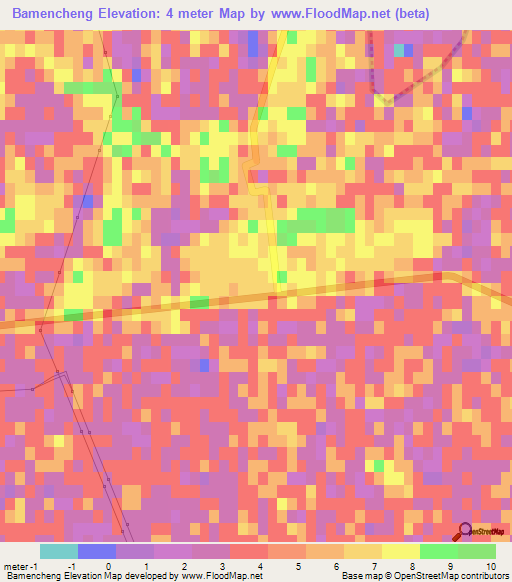 Bamencheng,China Elevation Map