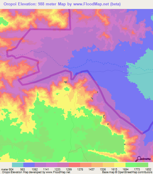 Oropoi,Kenya Elevation Map