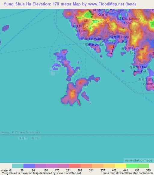 Yung Shue Ha,Hong Kong Elevation Map