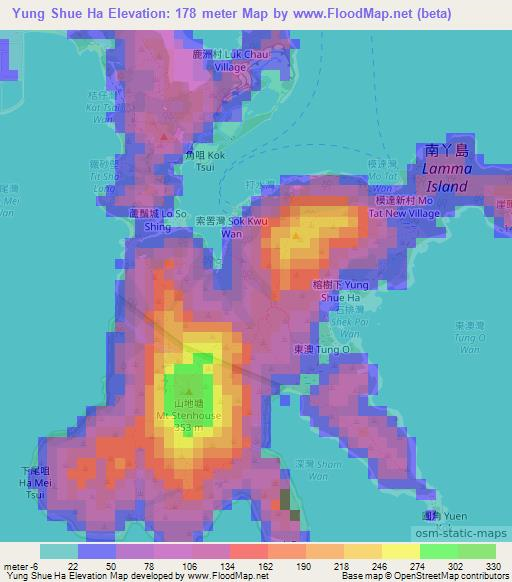Yung Shue Ha,Hong Kong Elevation Map