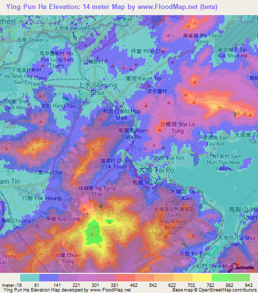 Ying Pun Ha,Hong Kong Elevation Map