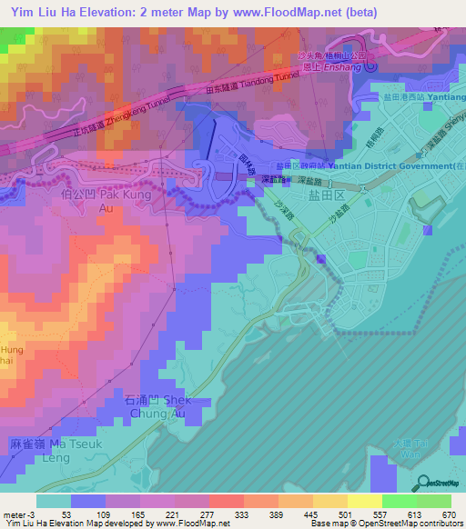 Yim Liu Ha,Hong Kong Elevation Map