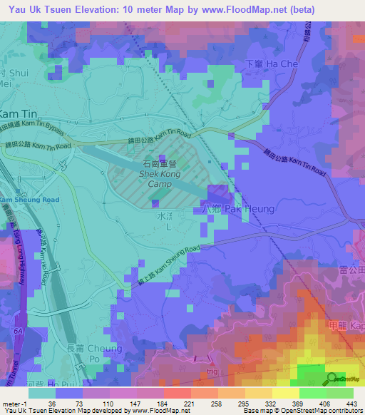 Yau Uk Tsuen,Hong Kong Elevation Map