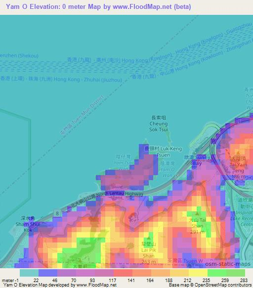 Elevation of Yam O,Hong Kong Elevation Map, Topography, Contour