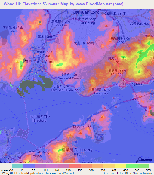 Elevation of Wong Uk,Hong Kong Elevation Map, Topography, Contour
