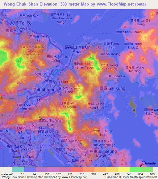 Elevation of Wong Chuk Shan,Hong Kong Elevation Map, Topography, Contour